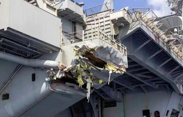 角子機:美軍核動力航母,撞傷後照片首曝光